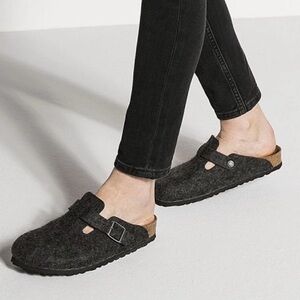 Birkenstock Boston Wool Felt Clogs Anthracite Gray EU 38 L7 M5 Slip On Mule Cute